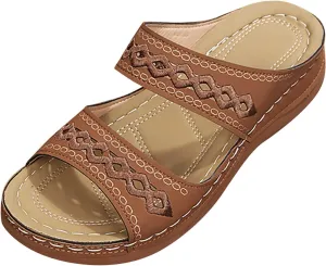 Eduavar Orthopedic Sandals for Women, Women Walking Slippers with Arch Support Leopard Anti-Slip Comfortable Sandals