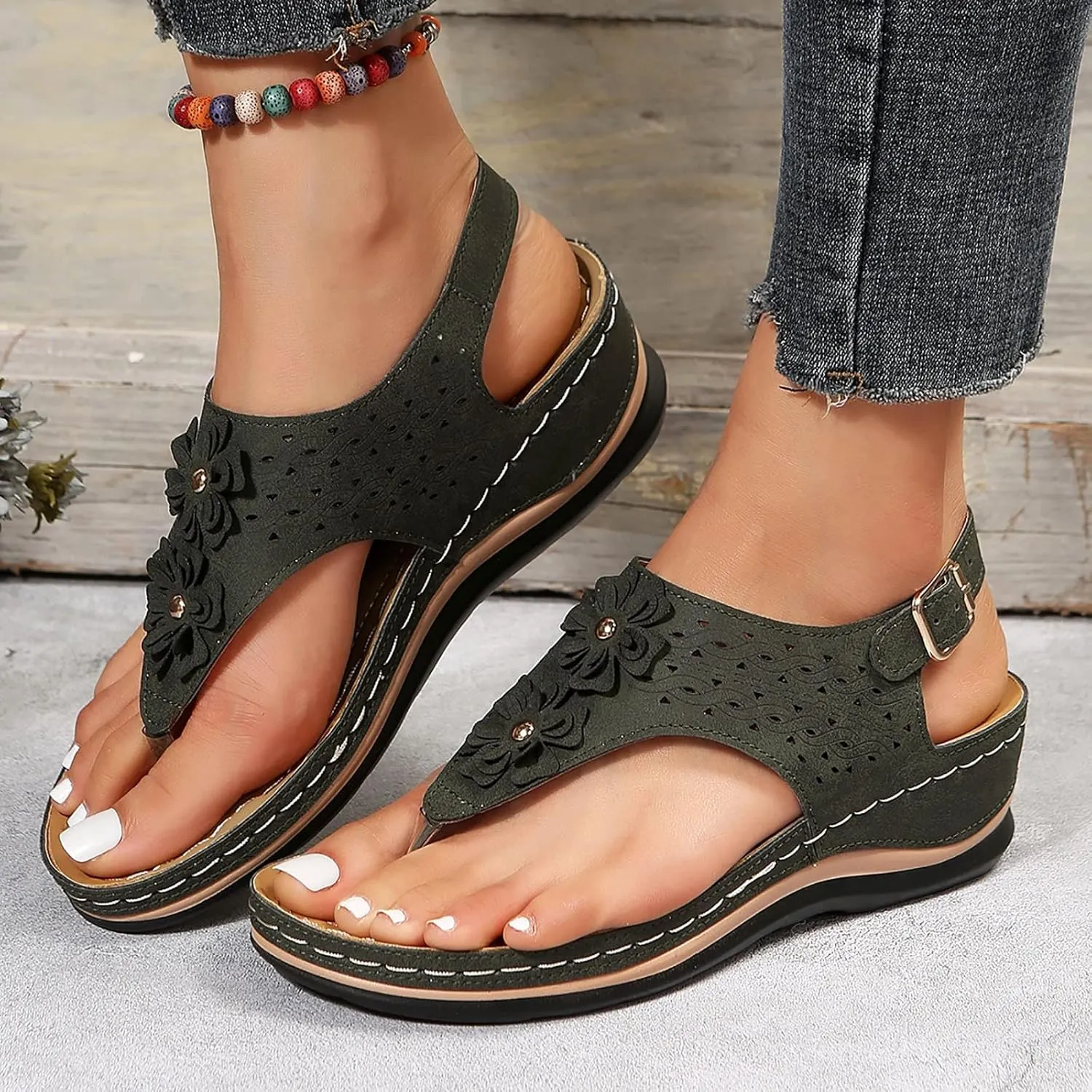 Eduavar Sandalias para Mujer, Orthopedic Sandals for Women Closed Toe Sandals Plarform Sandals with Back Strap