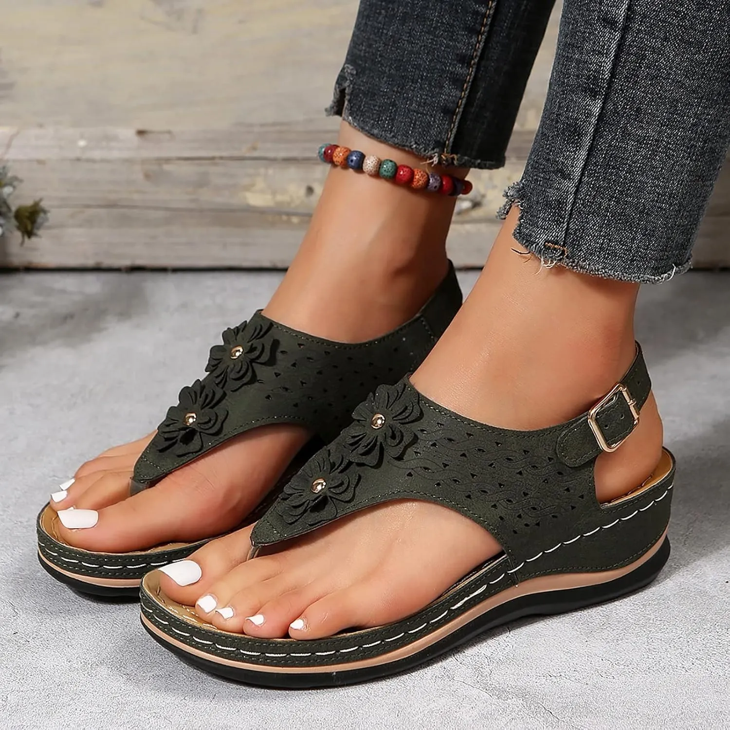 Eduavar Sandalias para Mujer, Orthopedic Sandals for Women Closed Toe Sandals Plarform Sandals with Back Strap