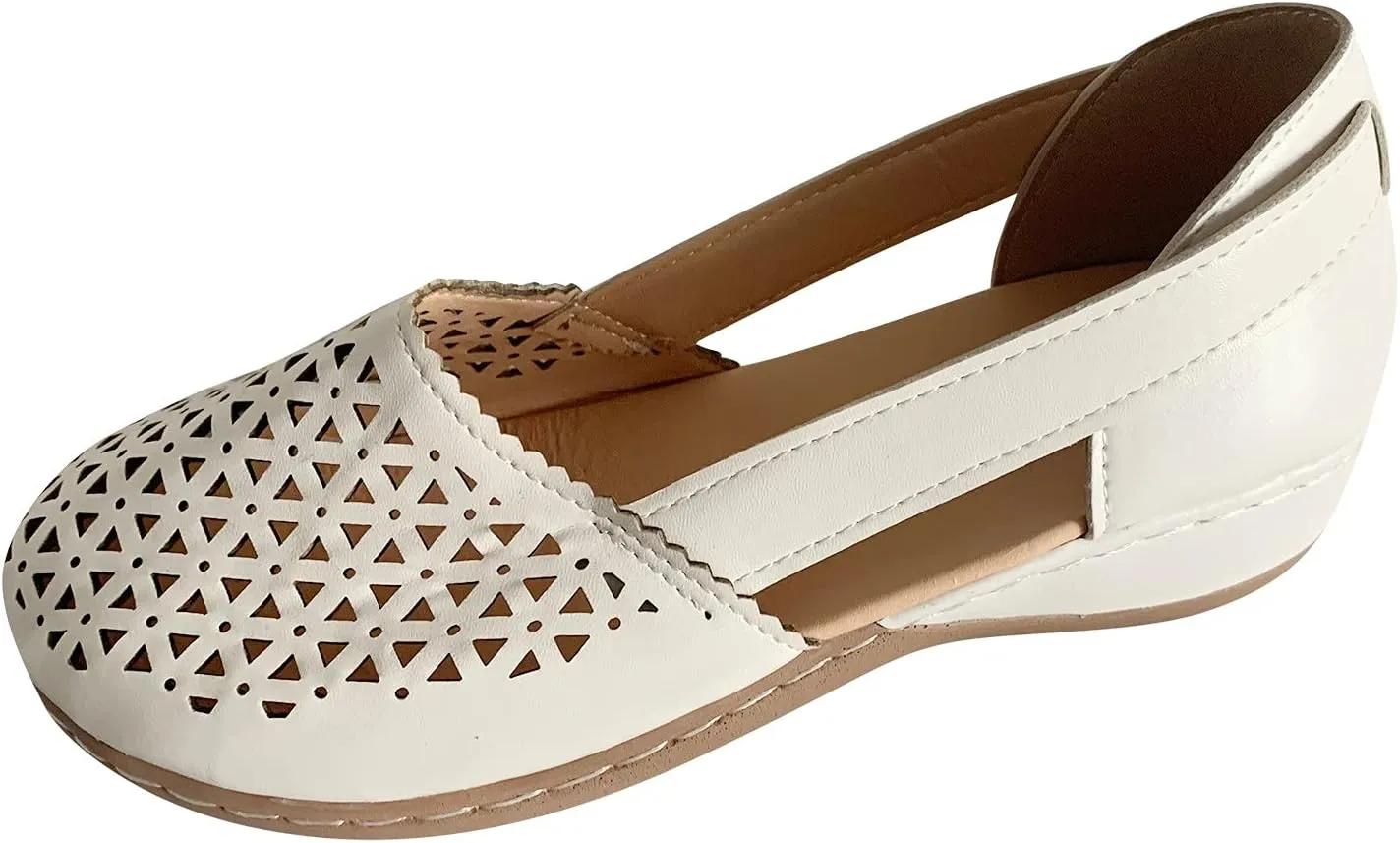 Eduavar Sandalias para Mujer, Sandals for Women Dressy Mule Hollow Out Slip On Shoes Orthotic Wedge Sandals
