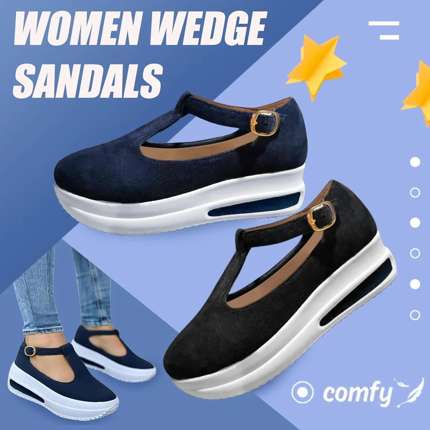Eduavar Sandals for Women Casual, Sandals Women Summer Beach Sandals Black Sandals Flat Slippers Ring Toe Sandals