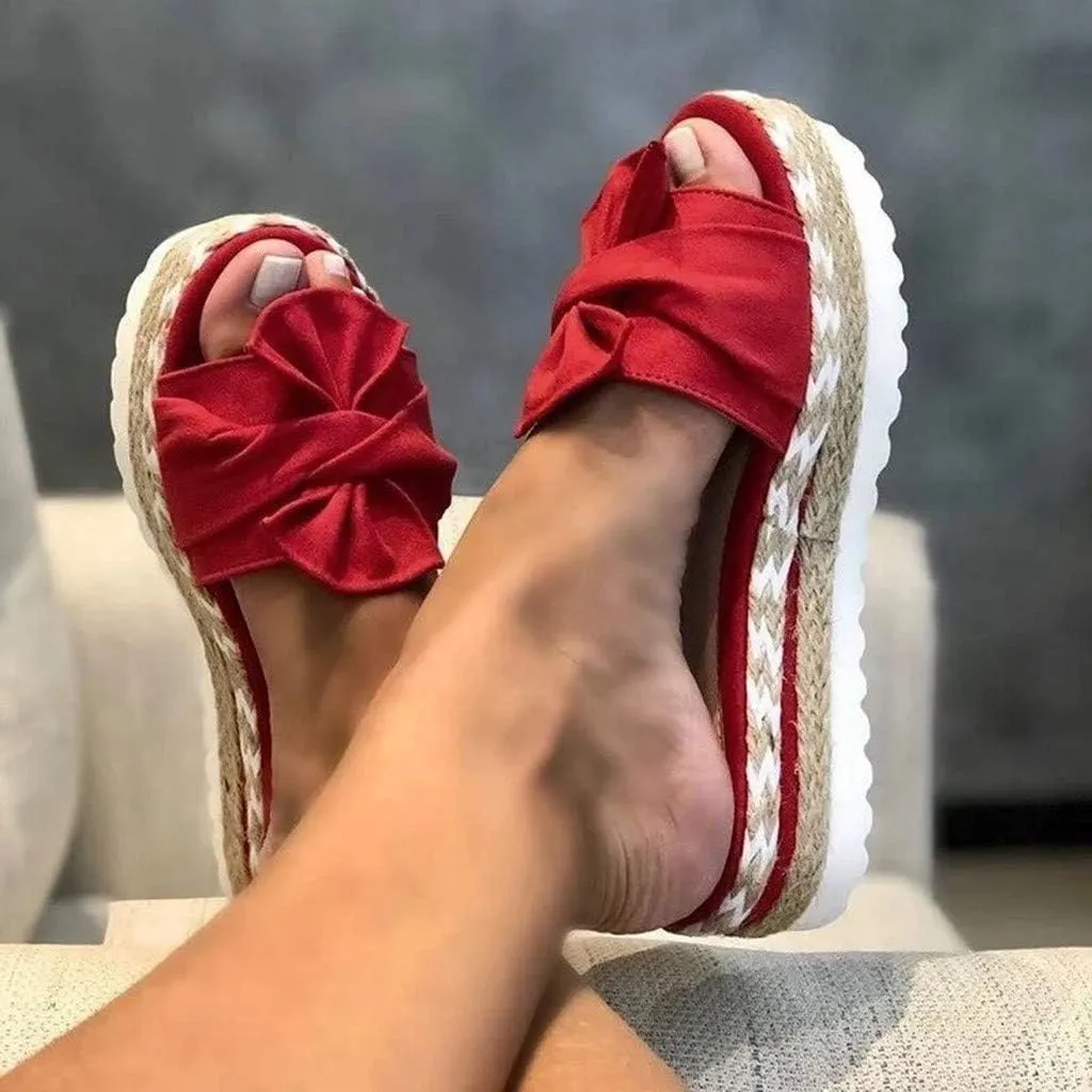 Eduavar Sandals for Women Dressy Summer, Womens Sandals Dressy Breathable Open Toe Bow Sandals Women Weave Flat Beach Sandals