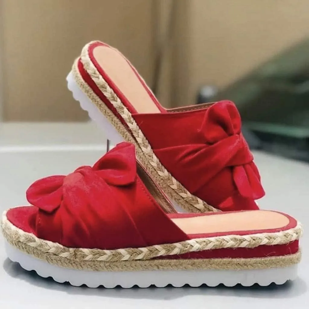Eduavar Sandals for Women Dressy Summer, Womens Sandals Dressy Breathable Open Toe Bow Sandals Women Weave Flat Beach Sandals