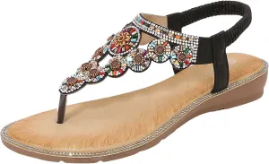 Eduavar Sandals for Women Dressy,Boho Sandals Womens Sandals Low Wedges Peep Toe Wrapped Sexy Cute Diamond Dressy Sandals