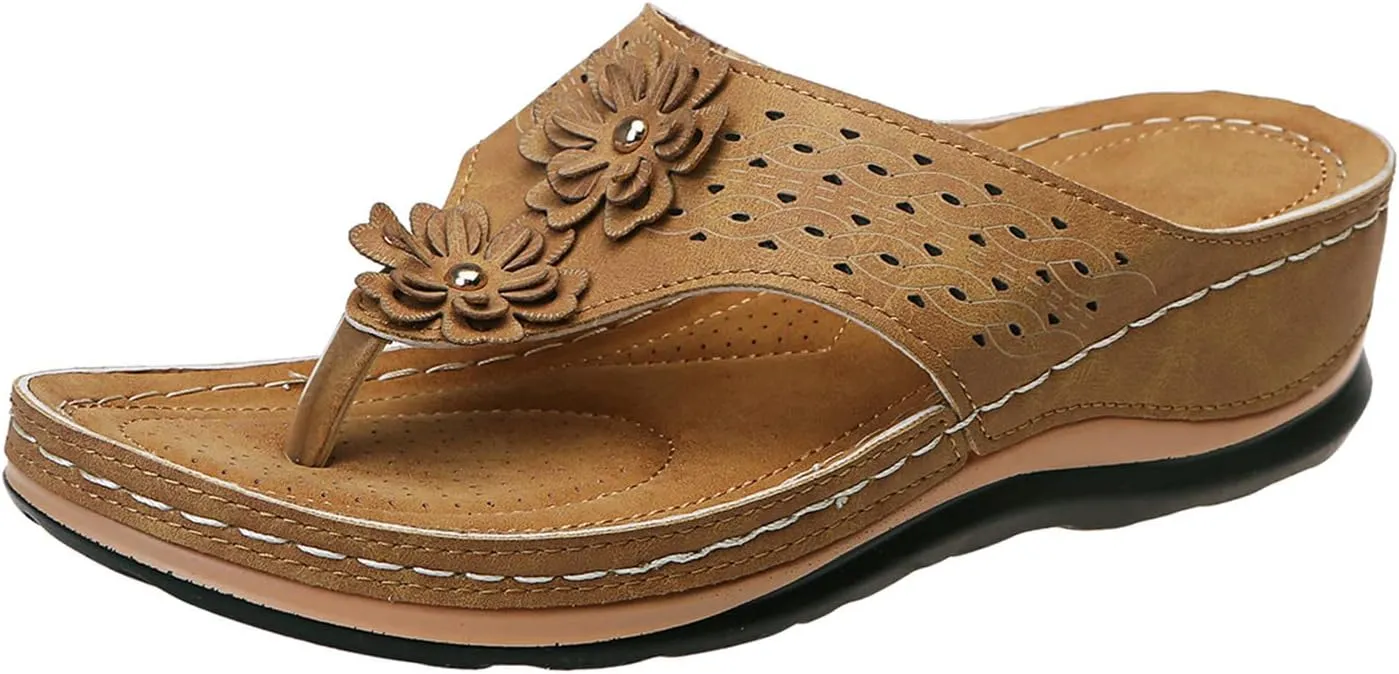 Eduavar Sandals for Women, Sandals Women Comfortable Flip Flops with Arch Support Summer Beach Sandals Slippers