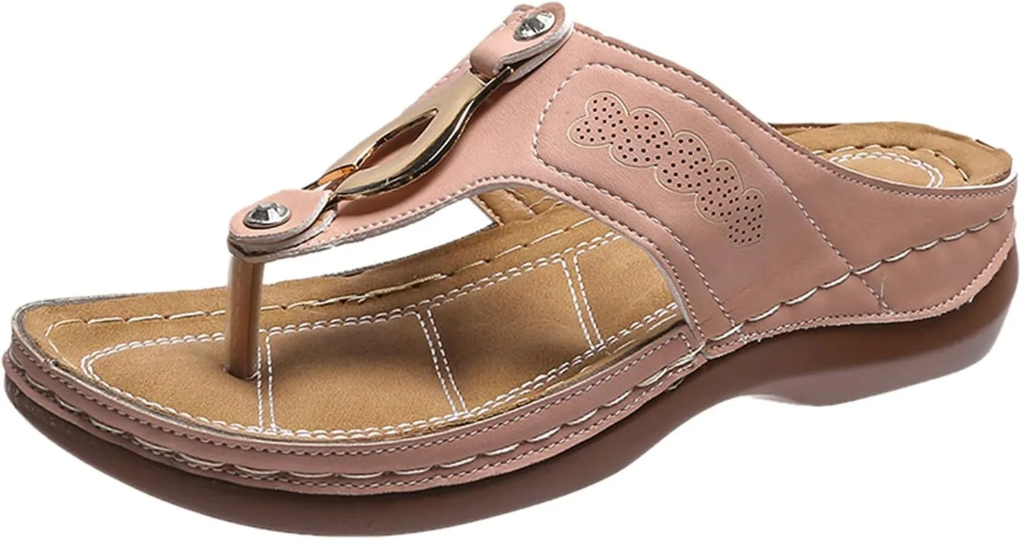 Eduavar Sandals Women Comfortable, Womens Sandals Casual Retro Open Toe Sandals Flip Flops Summer Beach Sandals Slippeprs