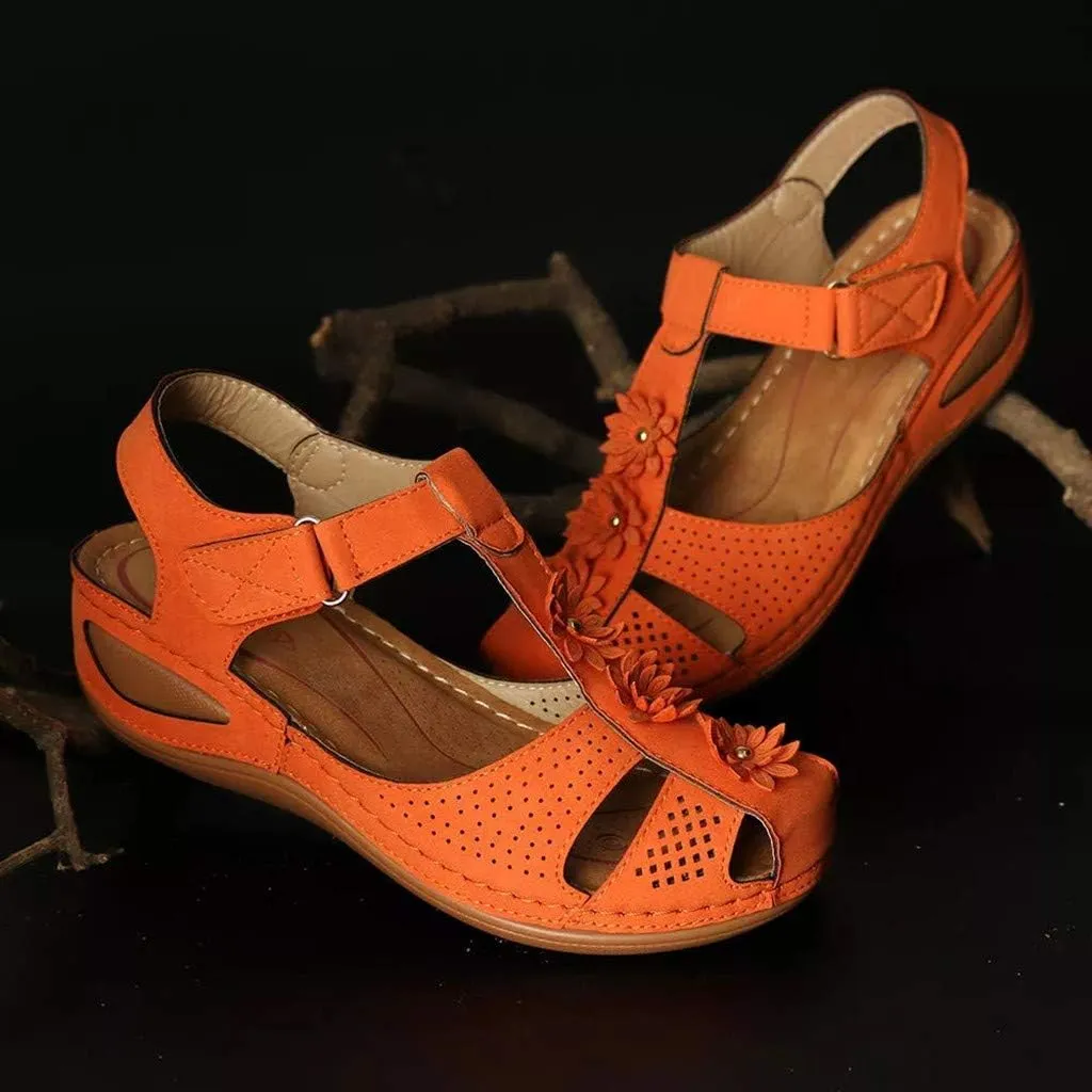 Eduavar Sandals Women Dressy Summer, Womens Sandals Dressy Hollow Sole Platform Sandals Casual Round Toe Walking Shoes