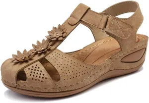 Eduavar Sandals Women Dressy Summer, Womens Sandals Dressy Hollow Sole Platform Sandals Casual Round Toe Walking Shoes