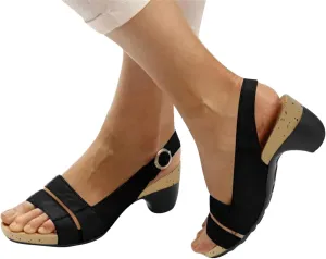 Eduavar Summer Sandals for Women, Orthopedic Sandals for Women Peep Toe Wedge Sandals Comfortable Ankle Strap Sandals