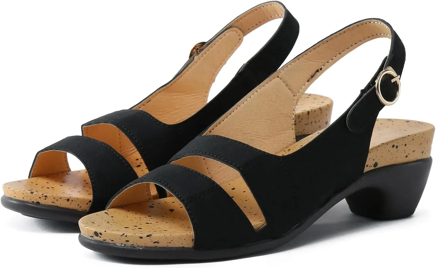 Eduavar Summer Sandals for Women, Orthopedic Sandals for Women Peep Toe Wedge Sandals Comfortable Ankle Strap Sandals