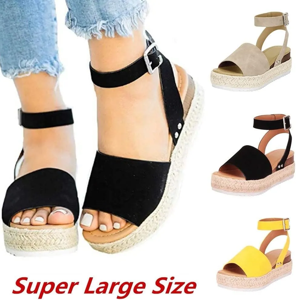 Eduavar Summer Sandals for Women, Sandals Women Dressy Summer Peep Toe Espadrille Platform Sandals with Ankle Strap