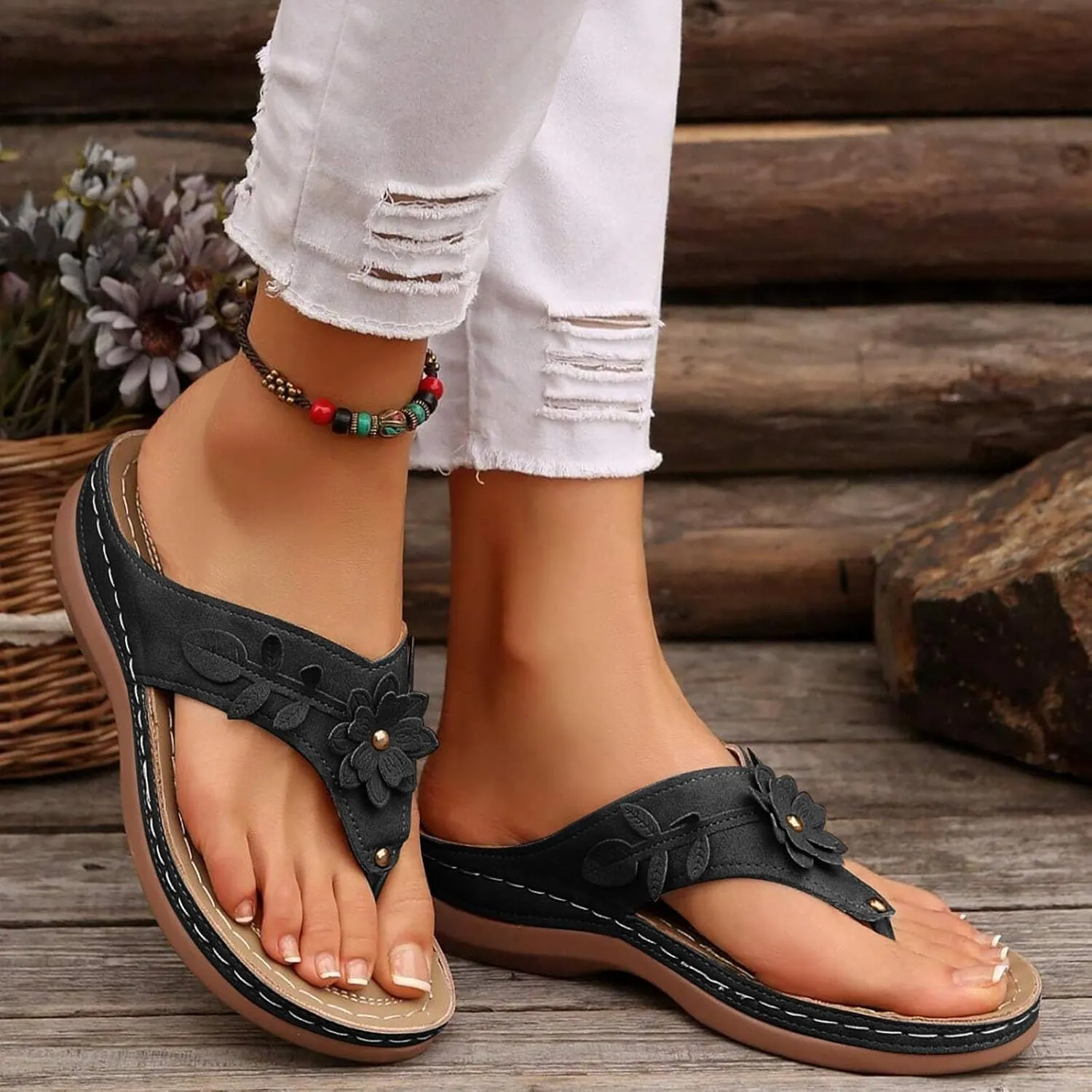 Eduavar Wedge Sandals for Women, Wedge Sandals for Women Comfy Platform Sandals Open Toe Slippers Treavl Sandals