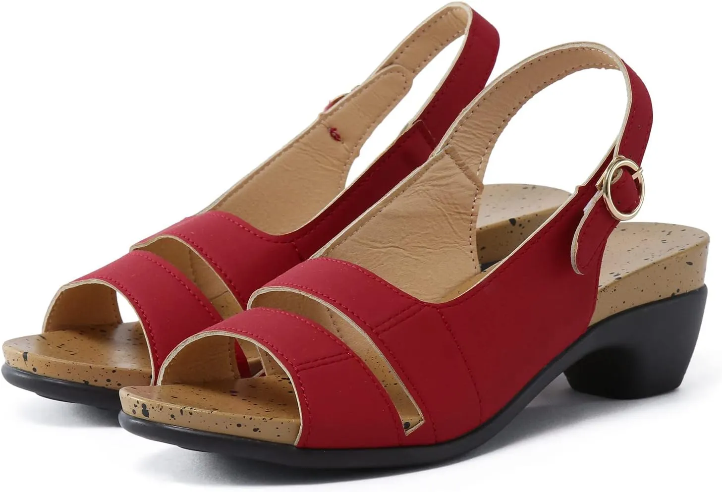 Eduavar Wedge Sandals for Women, Womens Sandals Orthopedic Sandals Dressy Open Toe Low Heel Sandals with Ankle Strap