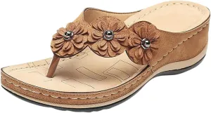 Eduavar Womens Sandals Dressy, Sandals Women Dressy Summer Beach Flip Flops Comfy Flat Sandals with Arch Support