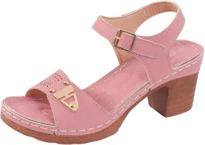 Eduavar Womens Wedge Sandals, Orthopedic Sandals for Women Leather Peep Toe Cutout Zipper Chunky Heeled Sandals