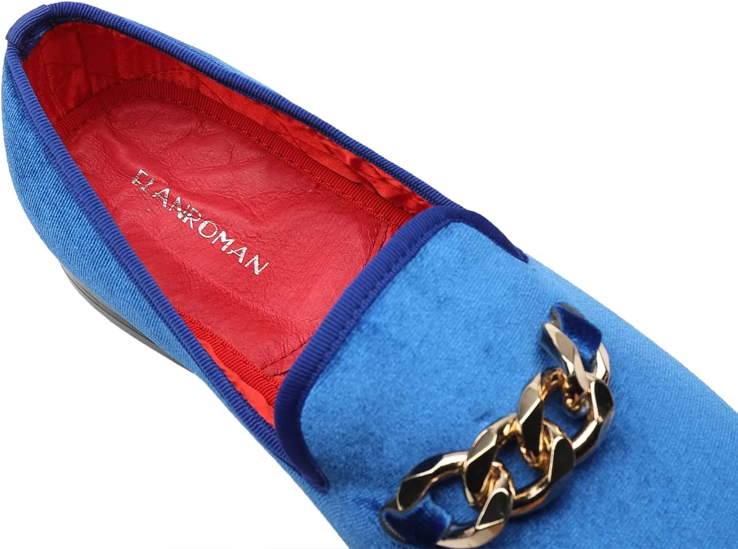 ELANROMAN Men's Loafers Gold Buckle Fashion Handmade Wedding Party Prom Shoes
