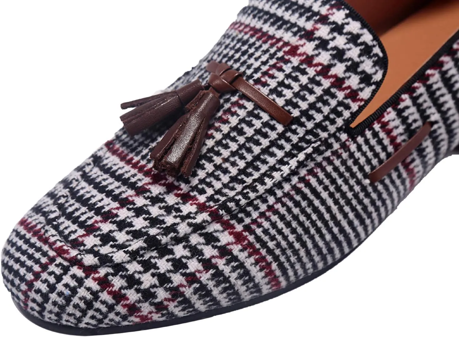 ELANROMAN Men's Loafers Tassels Penny Slip-On Luxury Wedding Shoes