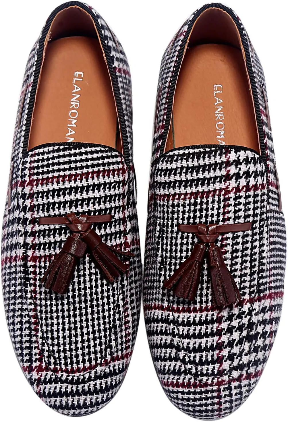 ELANROMAN Men's Loafers Tassels Penny Slip-On Luxury Wedding Shoes