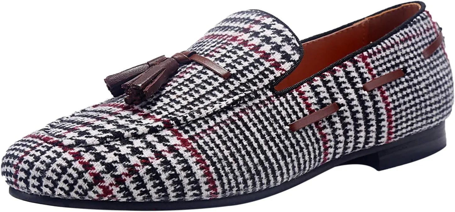 ELANROMAN Men's Loafers Tassels Penny Slip-On Luxury Wedding Shoes