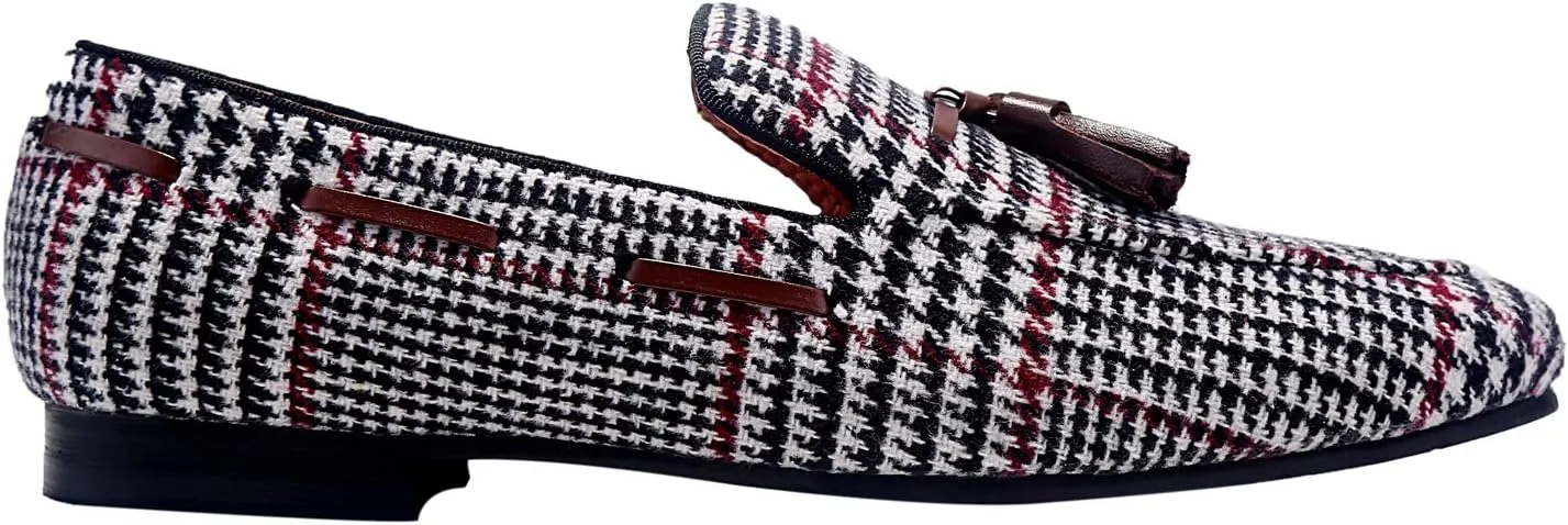 ELANROMAN Men's Loafers Tassels Penny Slip-On Luxury Wedding Shoes