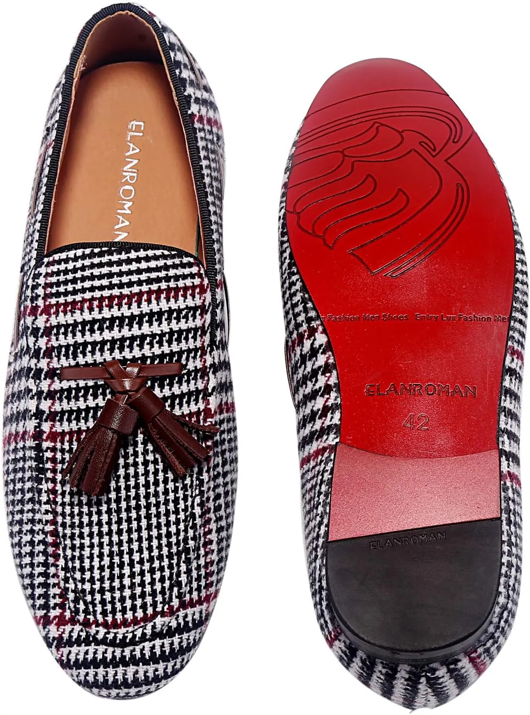 ELANROMAN Men's Loafers Tassels Penny Slip-On Luxury Wedding Shoes