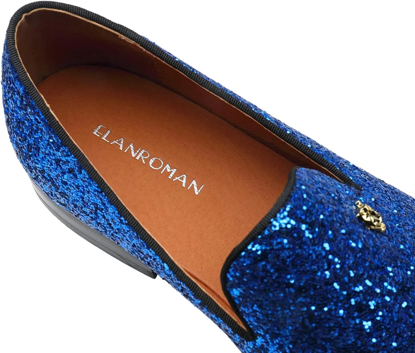 ELANROMAN Men's Shiny Loafers Dress Business Party Wedding Prom Handmade Shoes