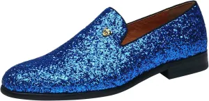 ELANROMAN Men's Shiny Loafers Dress Business Party Wedding Prom Handmade Shoes