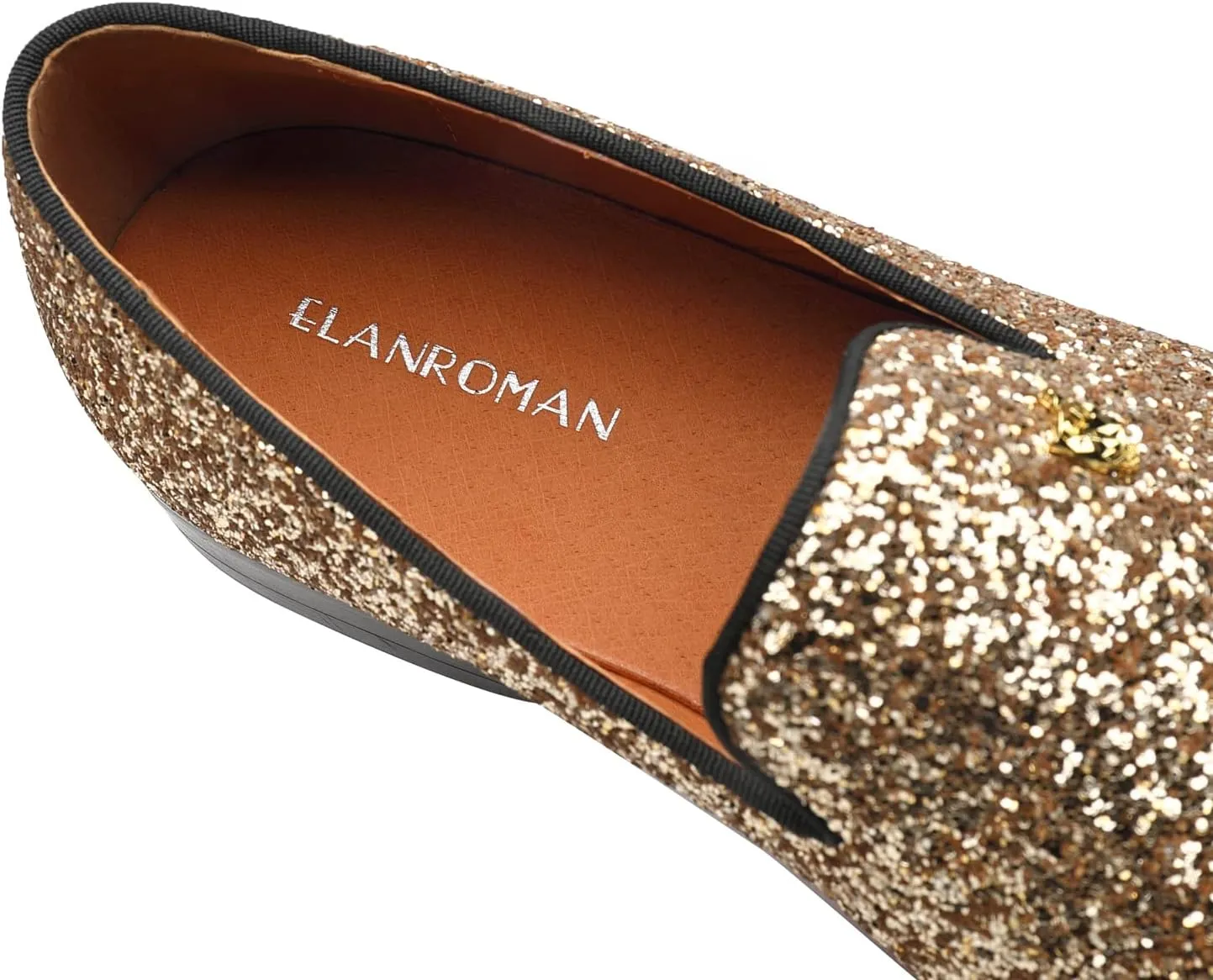 ELANROMAN Men's Shiny Loafers Dress Business Party Wedding Prom Handmade Shoes