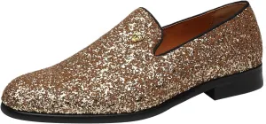 ELANROMAN Men's Shiny Loafers Dress Business Party Wedding Prom Handmade Shoes