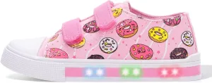 EUXTERPA Toddler Light Up Sneakers Kids Casual Canvas Shoes with Adjustable Strap for Girls Boys