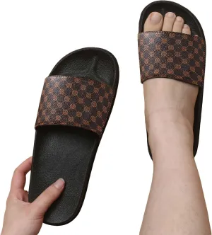 Flat Sandals for Women 2025 Dressy Summer Sandals Casual Open Toe Slip on Slides Sandals Comfortable Flat Beach Shoes Beach Flip Flops