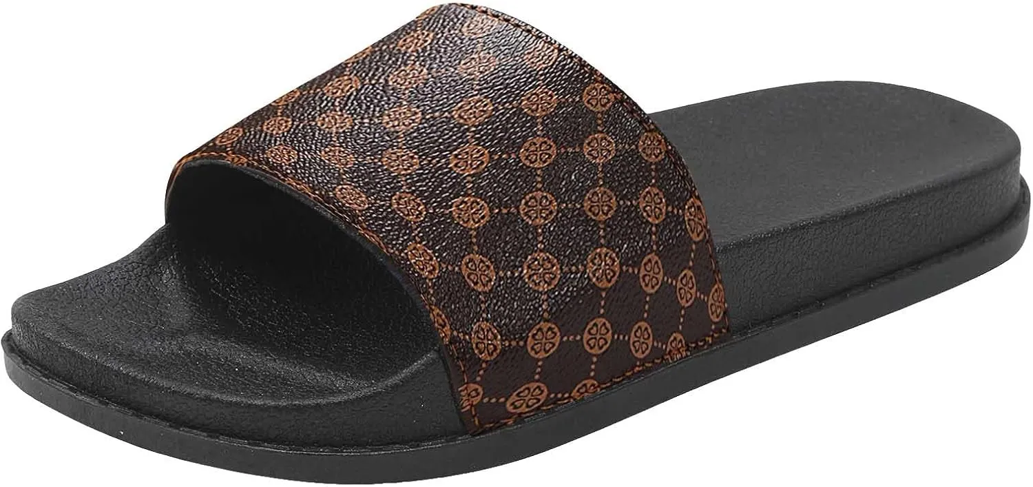 Flat Sandals for Women 2025 Dressy Summer Sandals Casual Open Toe Slip on Slides Sandals Comfortable Flat Beach Shoes Beach Flip Flops