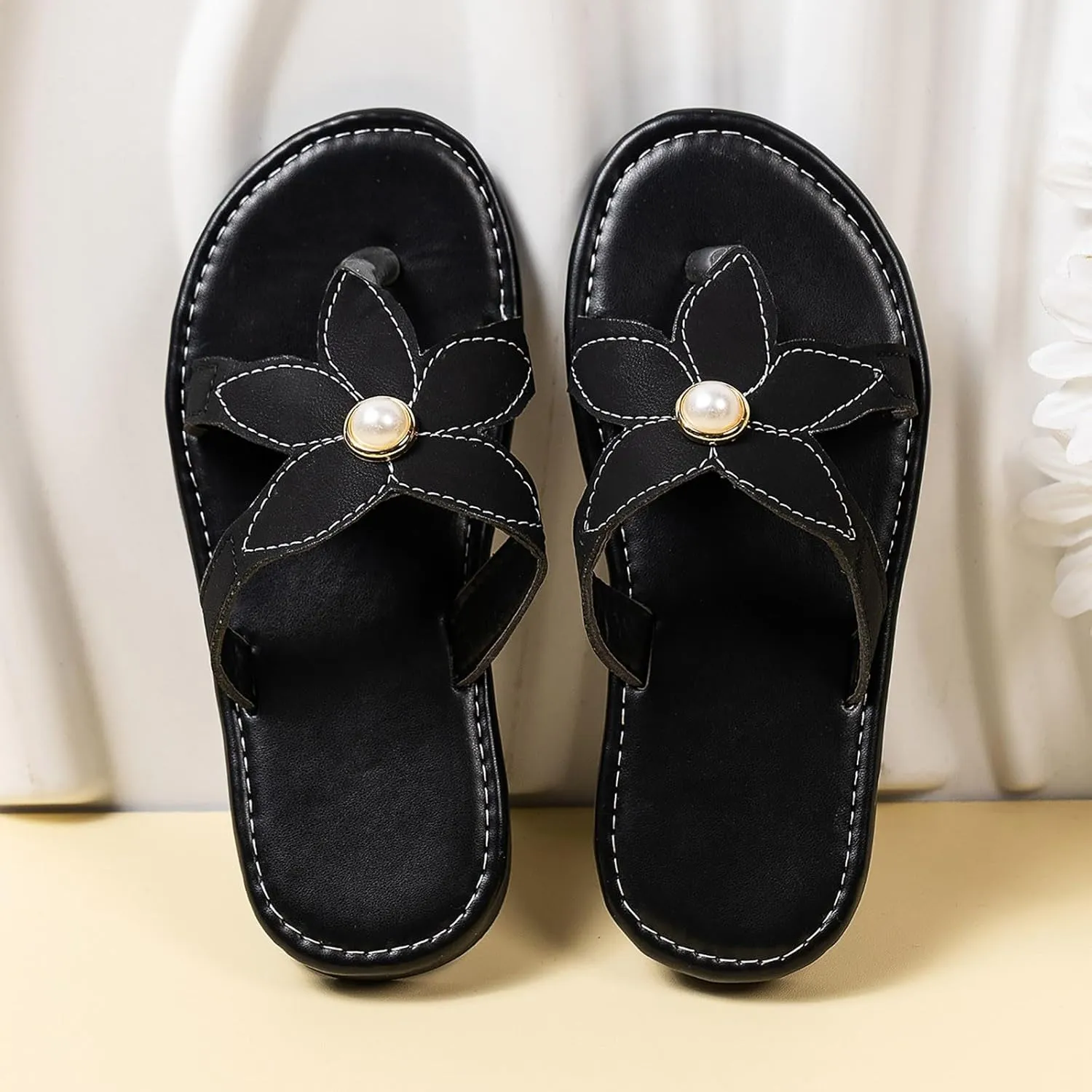 Flat Sandals Summer Shoes for Kids Big Kids Slippers Comfortable Soft Soled Flip Flops Fashion Flower Pearl Princess Sandals