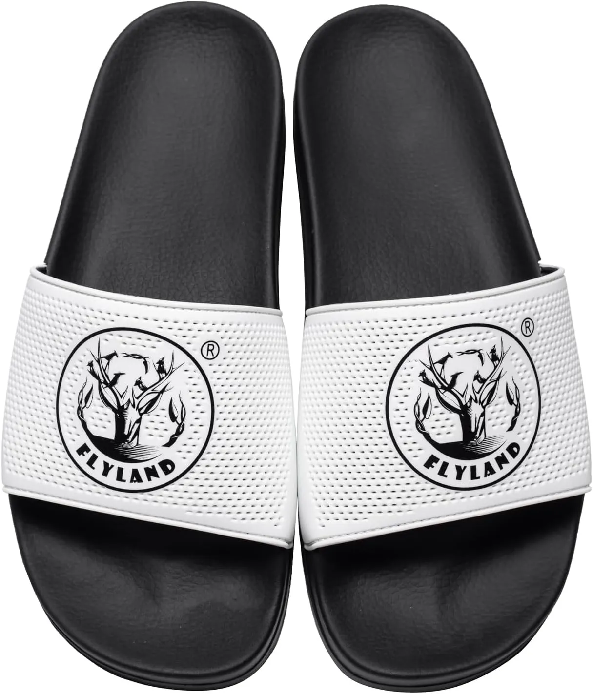 FLYLAND Men's Open Toe Slide Sandals Non-Slip Flat Slippers Outdoor Soft Comfort Fit & Arch Support