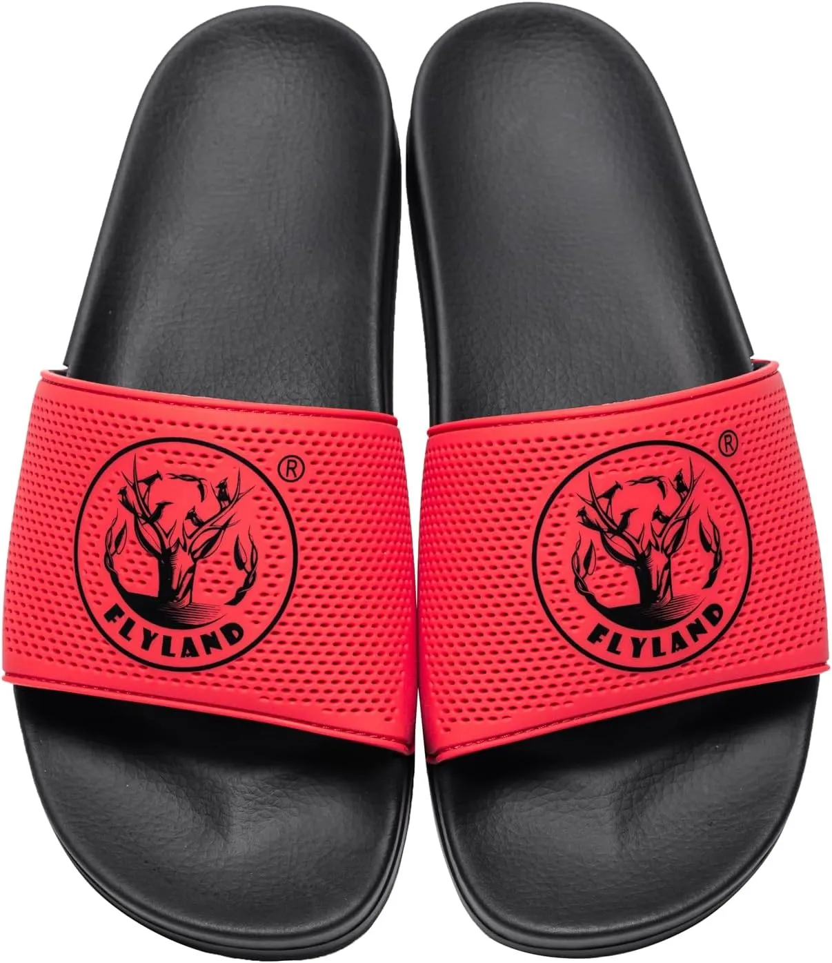 FLYLAND Men's Open Toe Slide Sandals Non-Slip Flat Slippers Outdoor Soft Comfort Fit & Arch Support