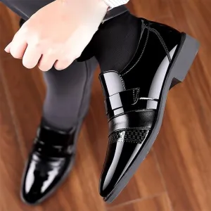 Formal Shoes Dress Oxford for Men Leather Shoes Men Business Formal Wear Large Size Black Casual Inner Heightening Suit Breathable British Groomsmen Shoes