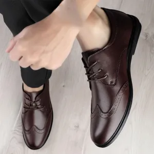 Formal Shoes for Men's Classic Lace Up Business Breathable Burnished Leather Business Tuxedo Wedding Non Slip Anti-Slip Formal