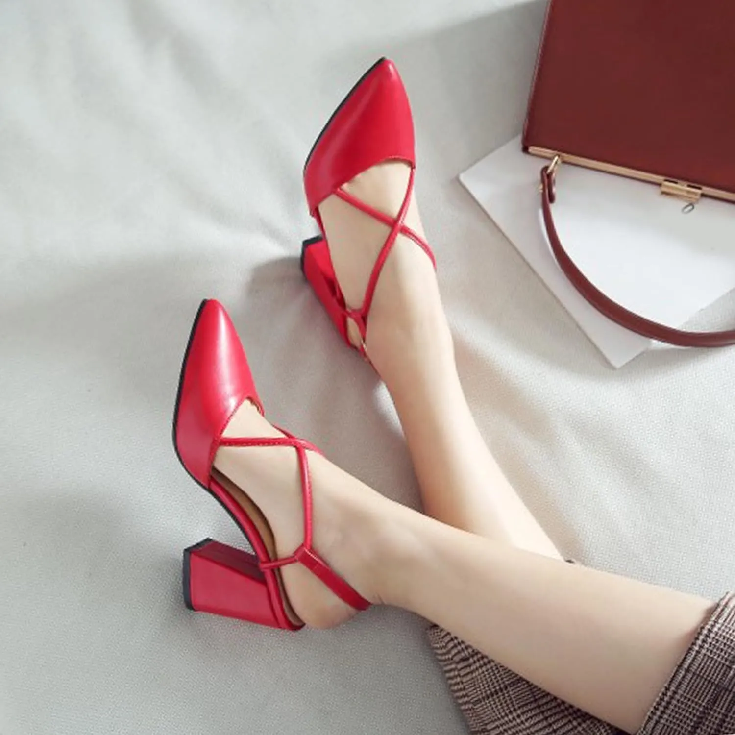 Gicoiz Pointed Toe Heels Women Formal Block Heels Sandals