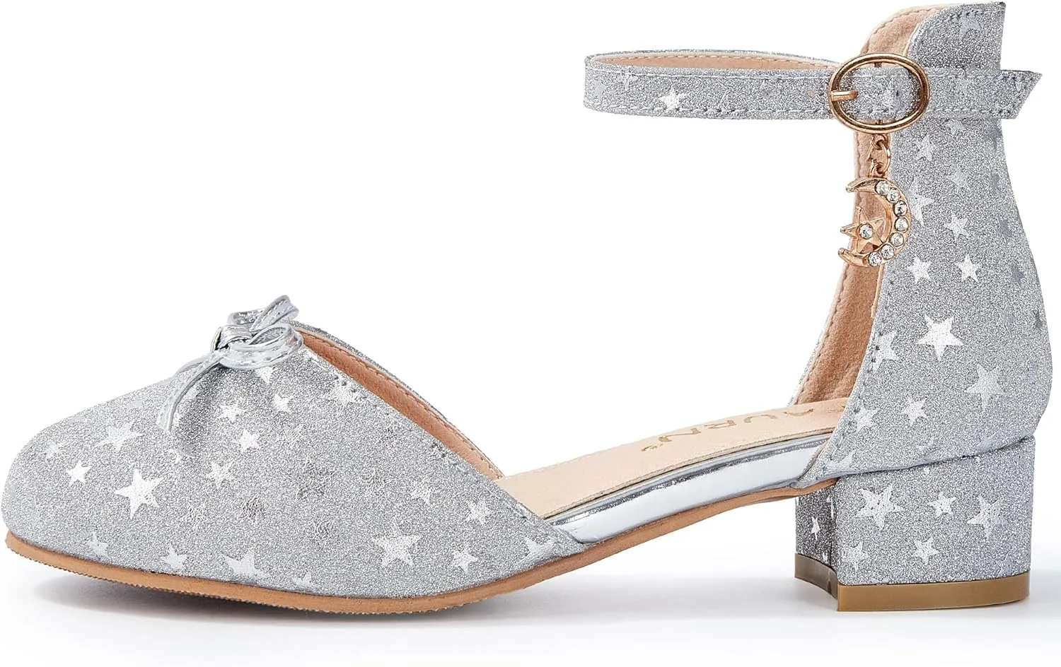 Girls Dress Shoes Closed Toe Heels Bowknot Ankle Strap Flower Pump Shoes Party Wedding School Sandals for Toddler Little Big Kid