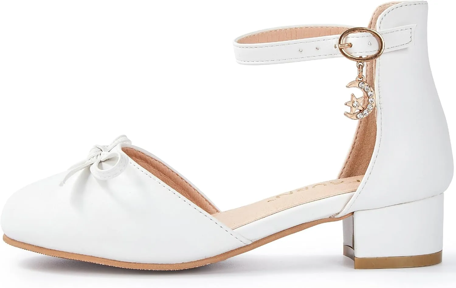 Girls Dress Shoes Closed Toe Heels Bowknot Ankle Strap Flower Pump Shoes Party Wedding School Sandals for Toddler Little Big Kid