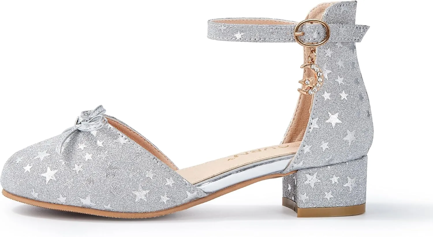 Girls Dress Shoes Closed Toe Heels Bowknot Ankle Strap Flower Pump Shoes Party Wedding School Sandals for Toddler Little Big Kid