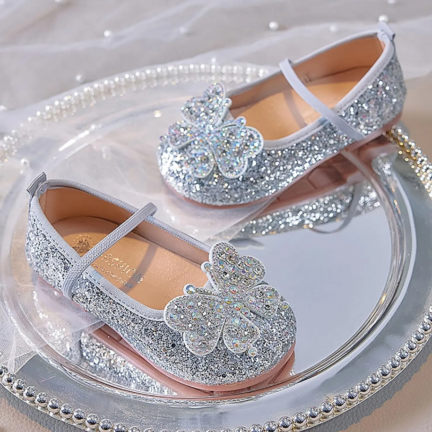 Girls Flat Sandals Comfortable Soft Fashionable Shiny Sandals Girls White Size 3
