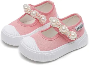 Girls Sneakers Kids High Top Casual Canvas Shoes with Hook & Loop Closure Gradient Color Pinky Heart