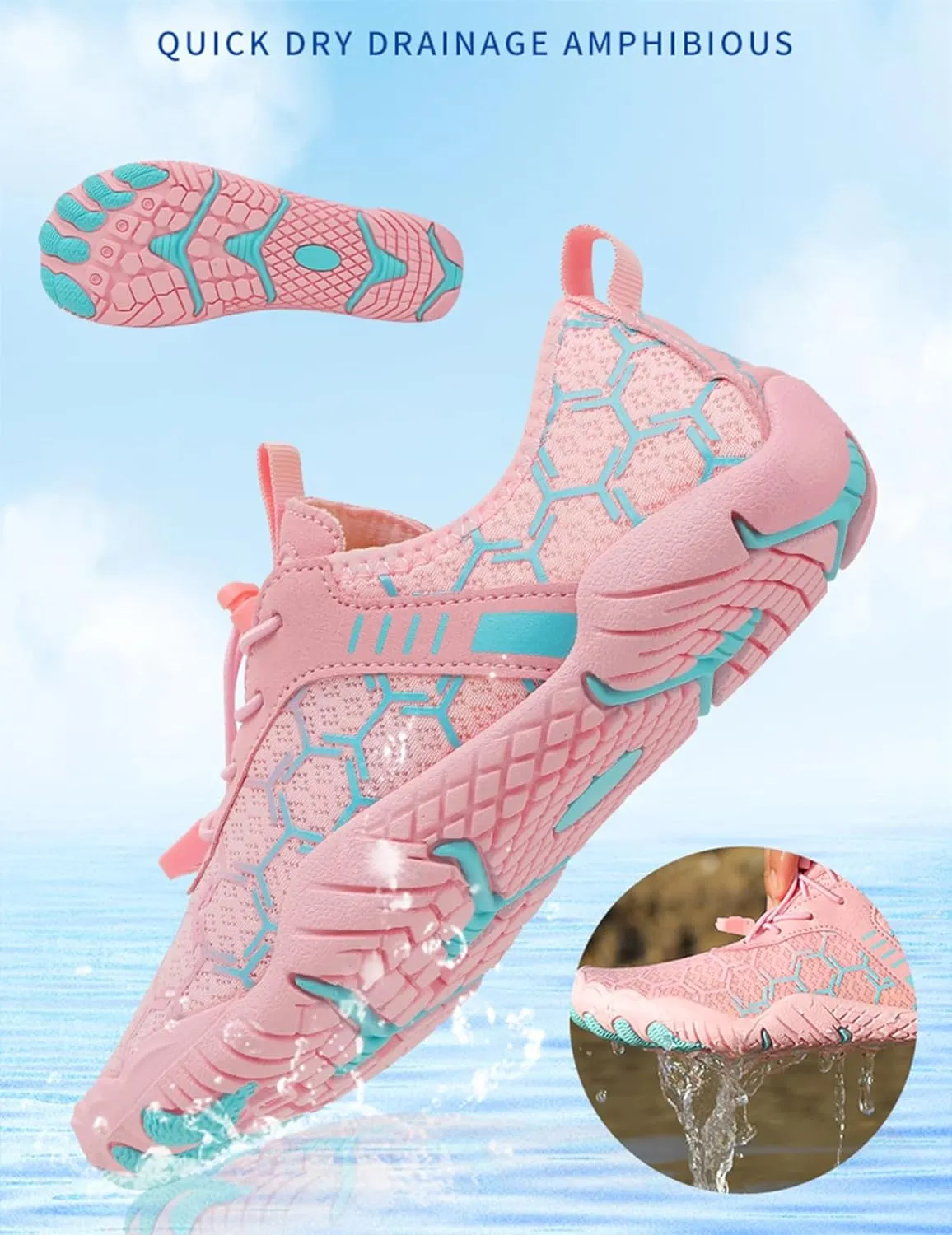 Grounding Shoes for Women Men Non-Slip Quick Dry Barefoot Shoes Unisex Wide Toe Athletic Outdoor Hiking Footwear Lightweight Beach Swim Aqua Pool Sneaker