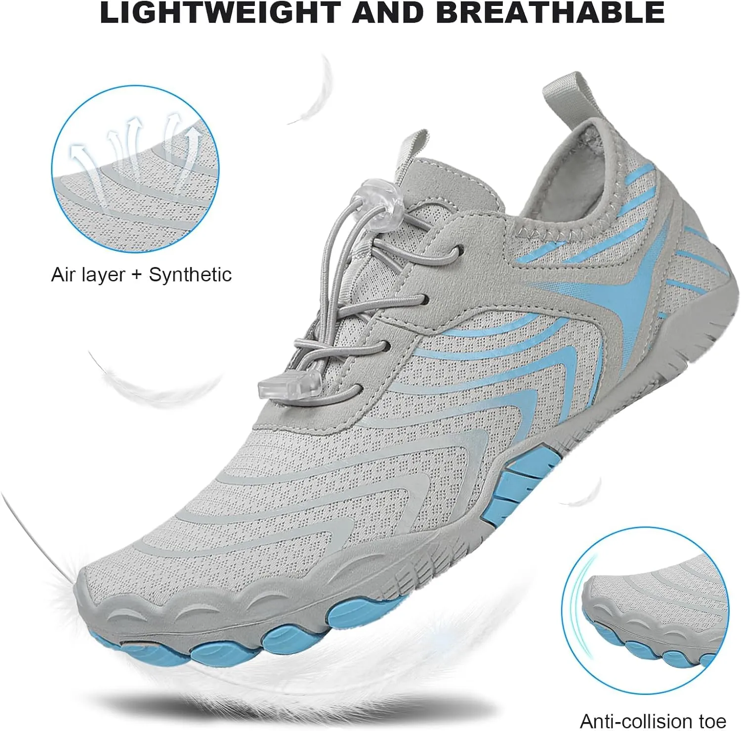 Hike Barefoot Shoes Women Men Pro Barefoot Shoes Healthy & Non-Slip Lightweight Breathable Sneakers Unisex Quick Dry Zero Drop Trail Running Shoe with Wide Toe Box Sneakers