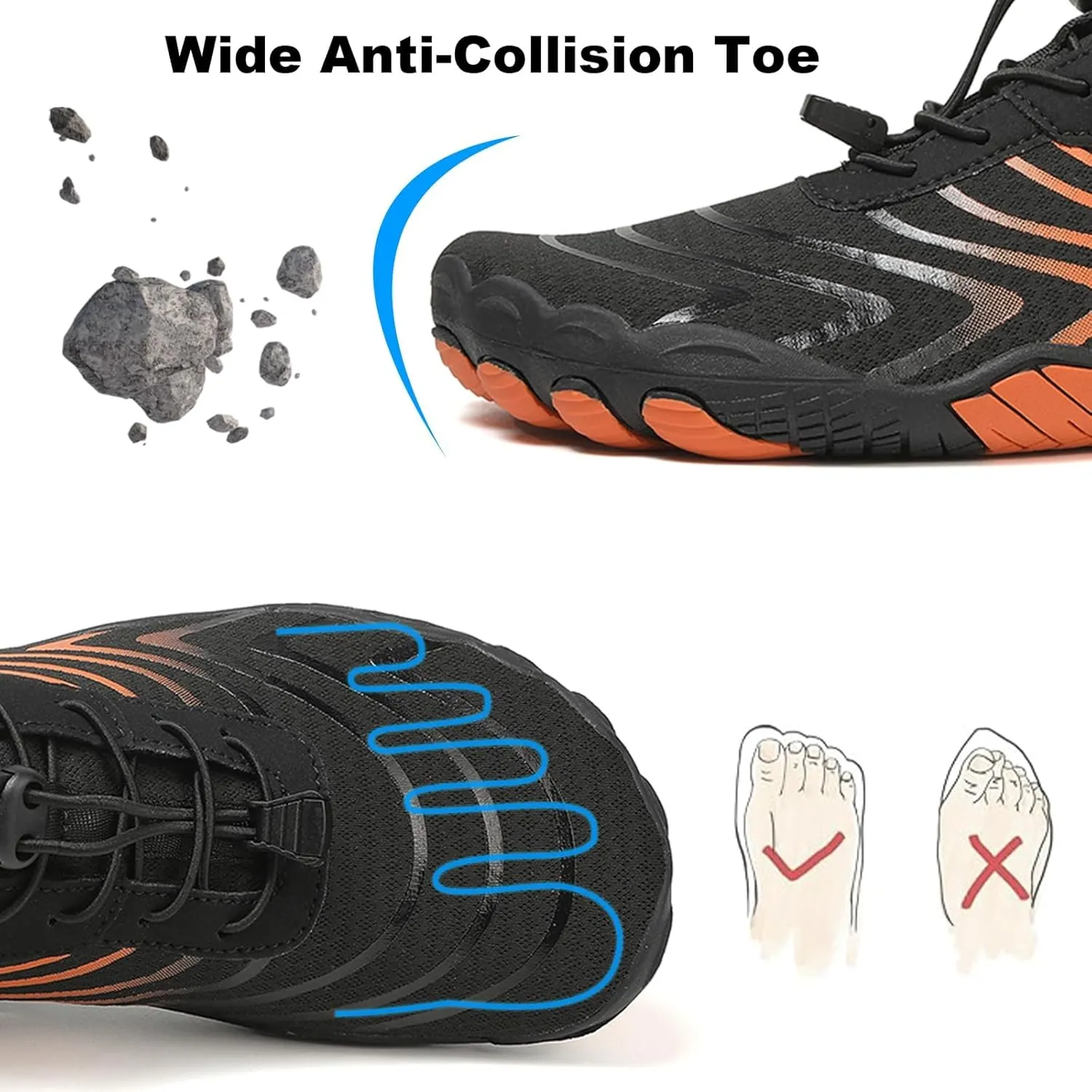 Hike Barefoot Shoes Women Men Pro Barefoot Shoes Healthy & Non-Slip Lightweight Breathable Sneakers Unisex Quick Dry Zero Drop Trail Running Shoe with Wide Toe Box Sneakers