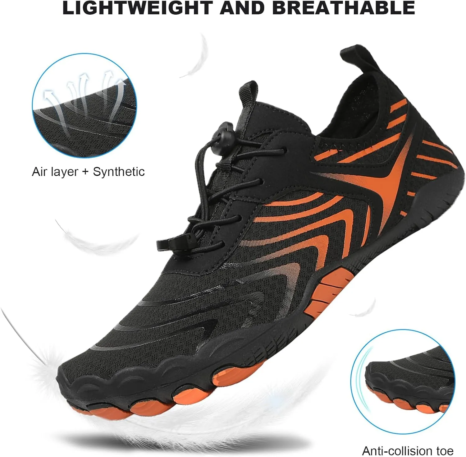 Hike Barefoot Shoes Women Men Pro Barefoot Shoes Healthy & Non-Slip Lightweight Breathable Sneakers Unisex Quick Dry Zero Drop Trail Running Shoe with Wide Toe Box Sneakers