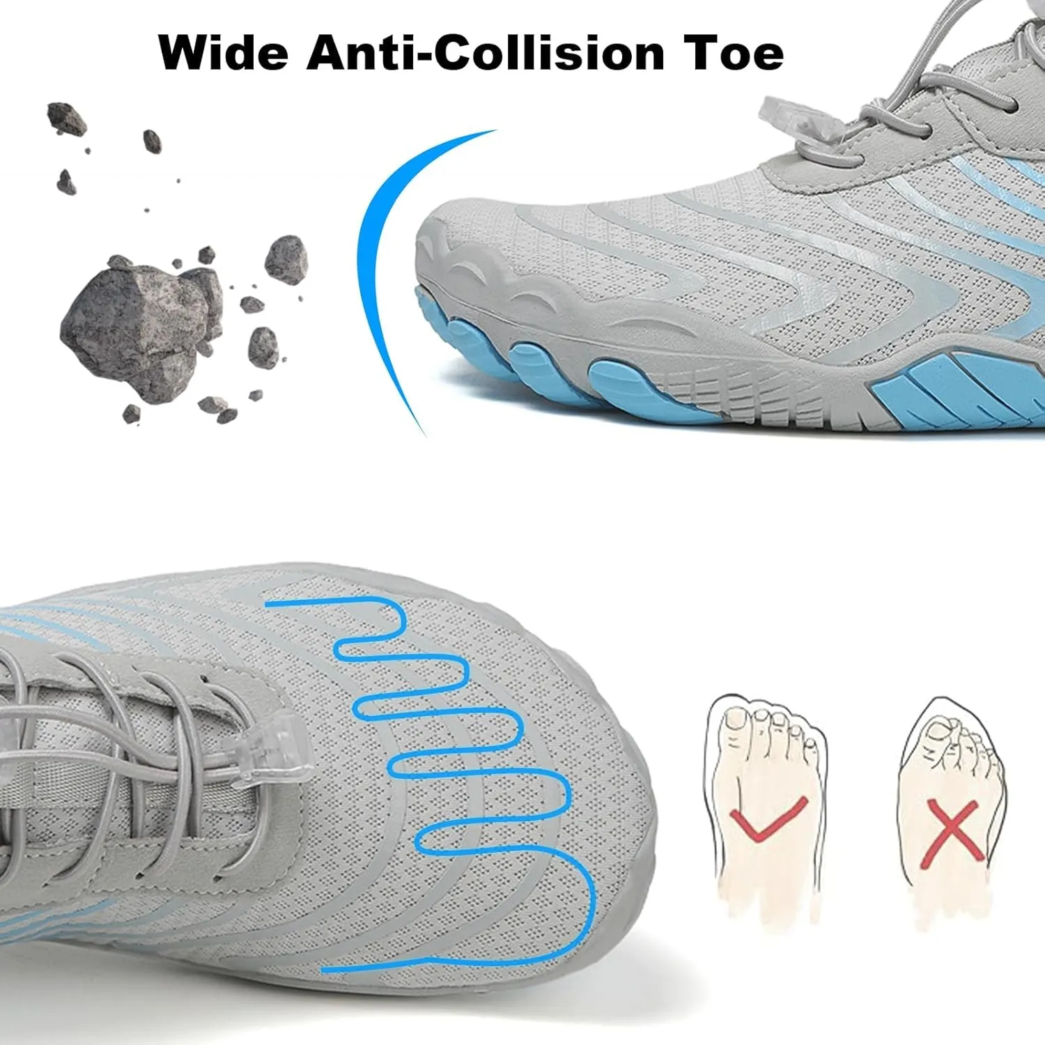 Hike Barefoot Shoes Women Men Pro Barefoot Shoes Healthy & Non-Slip Lightweight Breathable Sneakers Unisex Quick Dry Zero Drop Trail Running Shoe with Wide Toe Box Sneakers