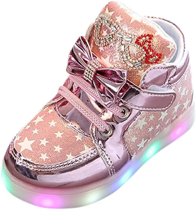 Kids LED Light Up Shoes,WUAI Little Girls Boys Flashing Sneakers Cute Breathable Luminous Walking Shoes