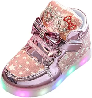 Kids LED Light Up Shoes,WUAI Little Girls Boys Flashing Sneakers Cute Breathable Luminous Walking Shoes